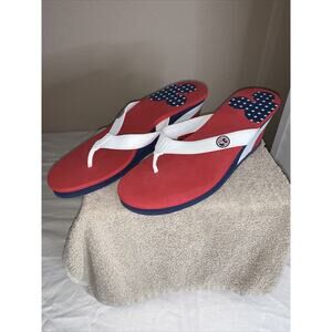 Disney VTG Mickey Mouse Red White and Blue Women’s Size 11-12 Wedge Flip Flops